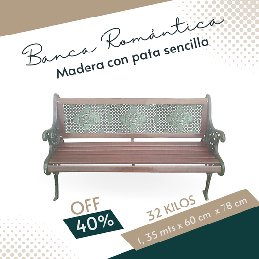 Banca Romantica Madera con pata sencilla