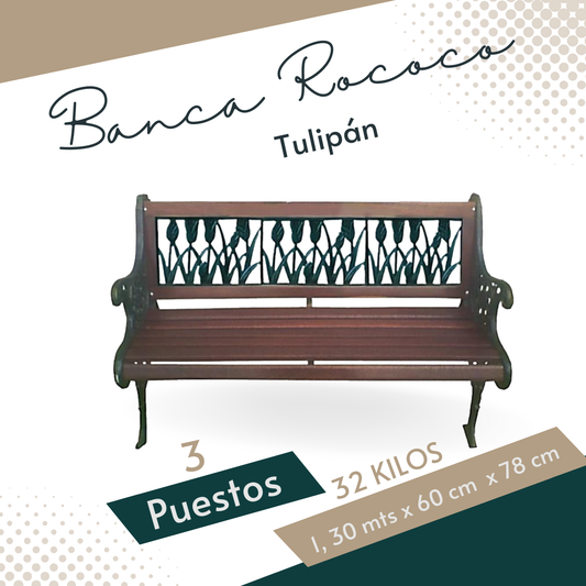 Banca Rococo Tulipan 3 puestos